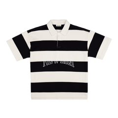 New Era Branded Embroidered Yarn Dye Navy Rugby Shirt