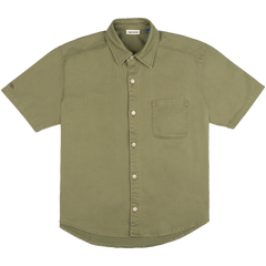New Era Branded Ellicott Green Bark Twill Half Sleeve Button Up Shirt