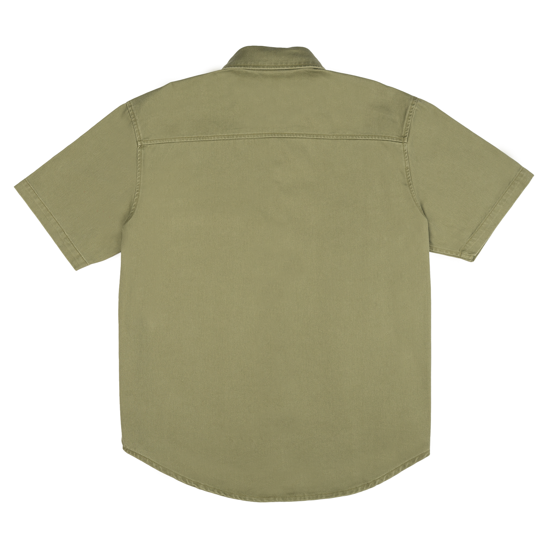 New Era Branded Ellicott Green Bark Twill Half Sleeve Button Up Shirt