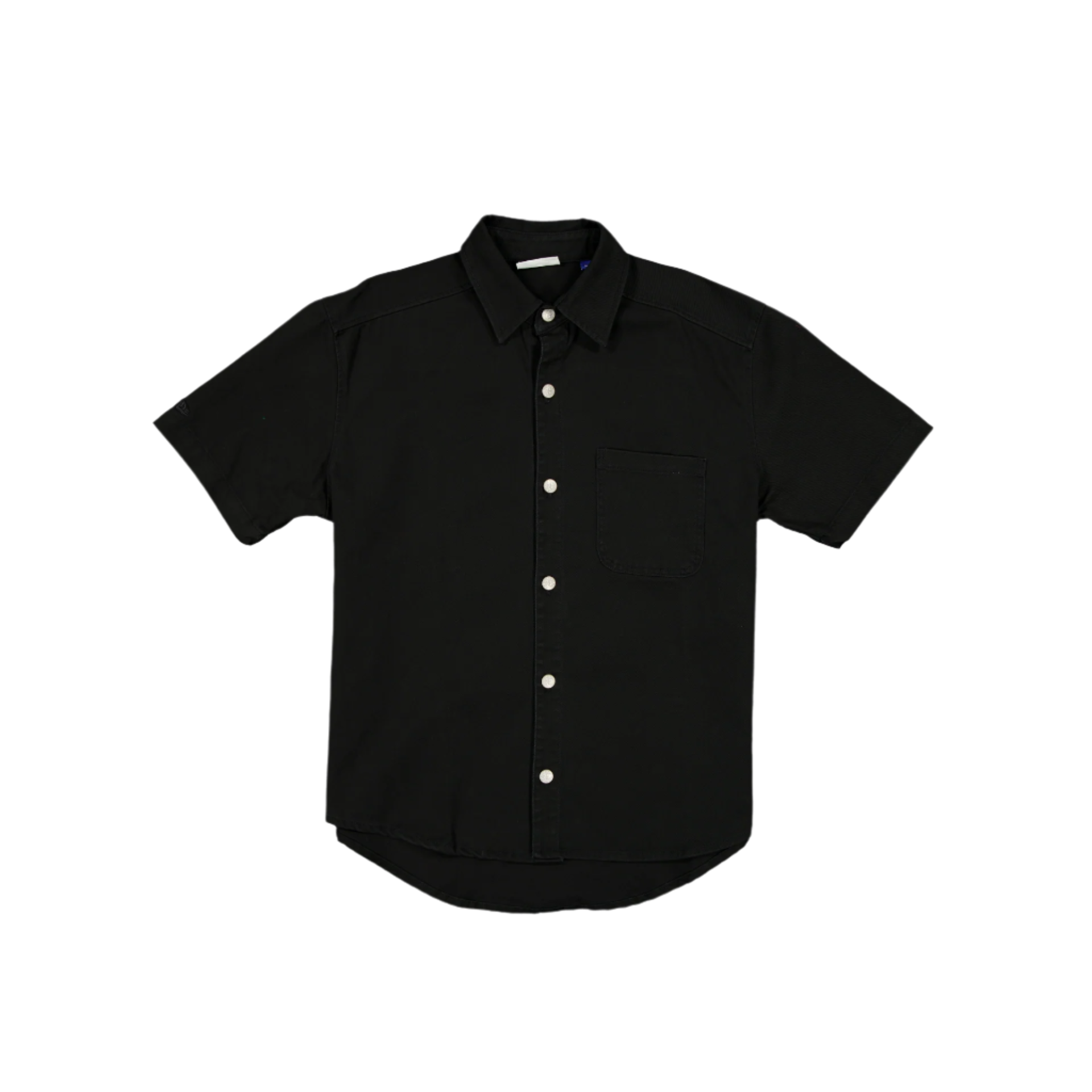 New Era Branded Ellicott Black Twill Half Sleeve Button Up Shirt
