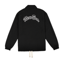 New Era Branded Ripstop Script Nylon Black Coach's Jacket