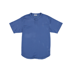 New Era Branded Galvin 2-Button Mesh Henley Indigo Jersey