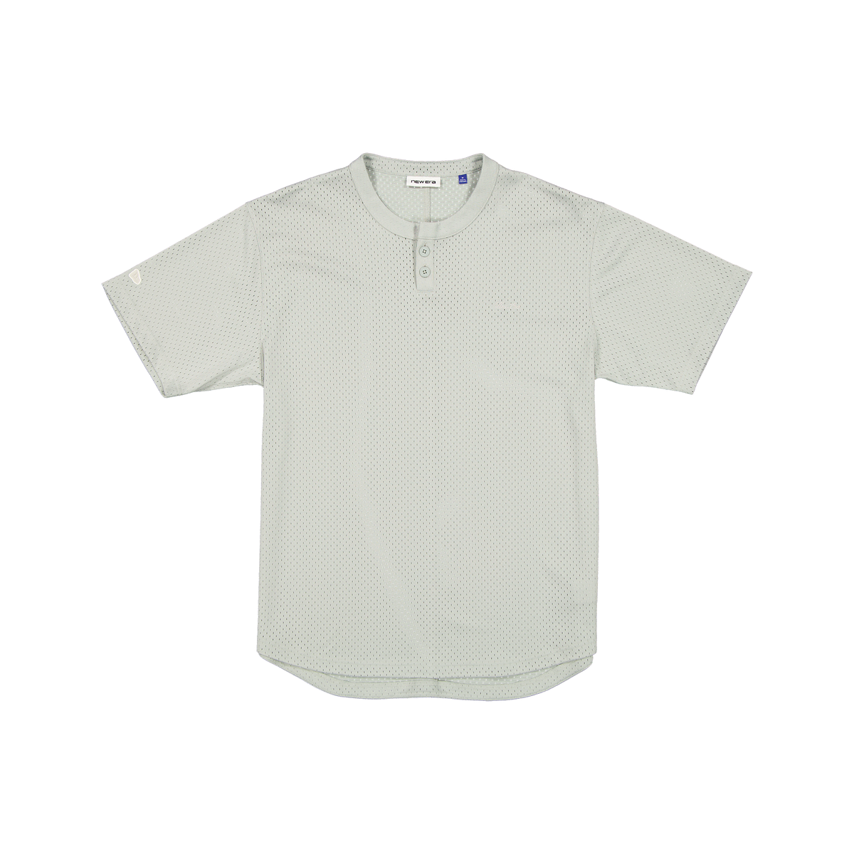 New Era Branded Galvin 2-Button Mesh Henley Mirage Gray Jersey