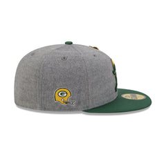 Green Bay Packers Heather Gray Wool 59FIFTY Fitted Hat