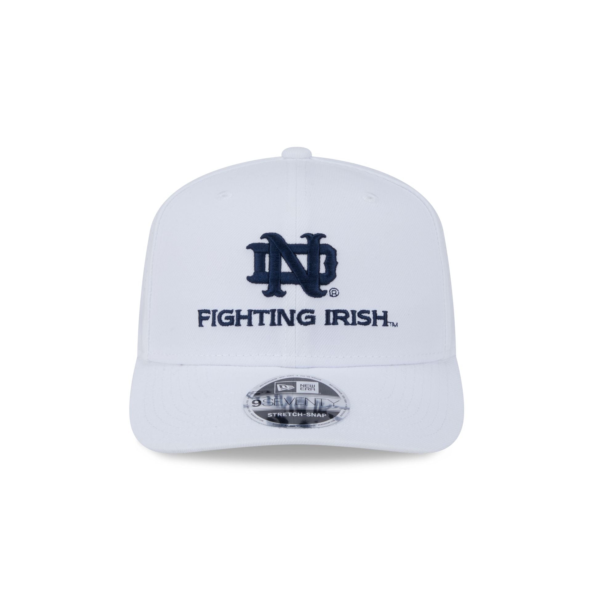 Notre Dame Fighting Irish Optic White Performance Stacked 9SEVENTY Stretch-Snap Hat