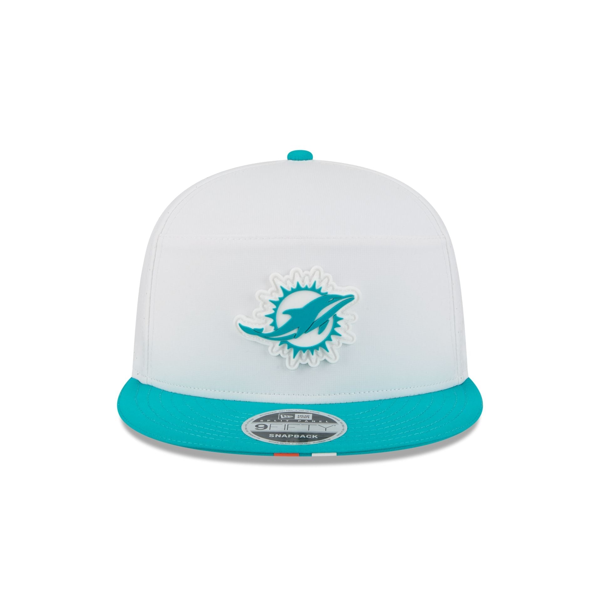 Miami Dolphins 2025 Training Split Panel 9FIFTY Snapback Hat