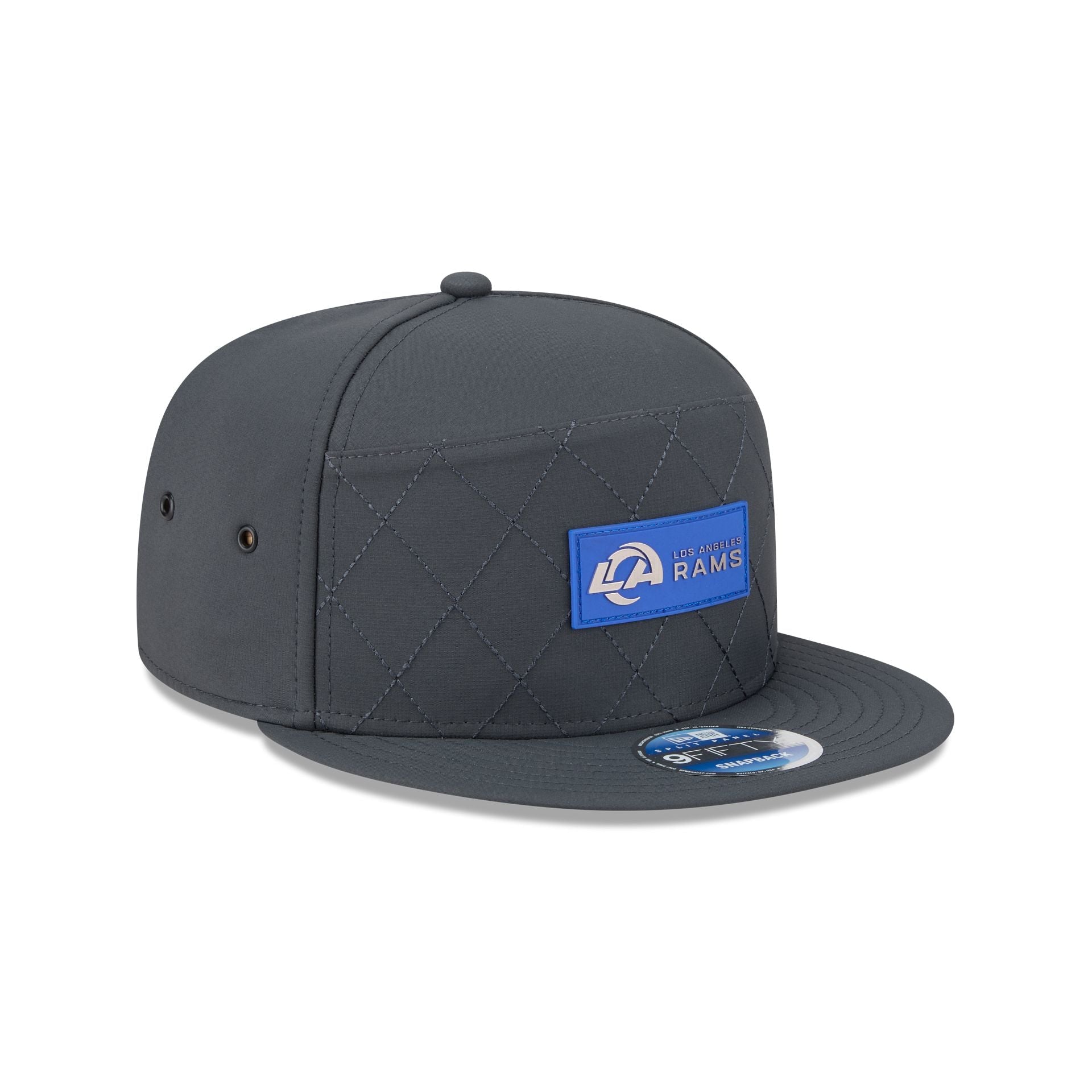 Los Angeles Rams 2025 Sideline Cold Weather Steel Clouds Split Panel 9FIFTY Snapback Hat