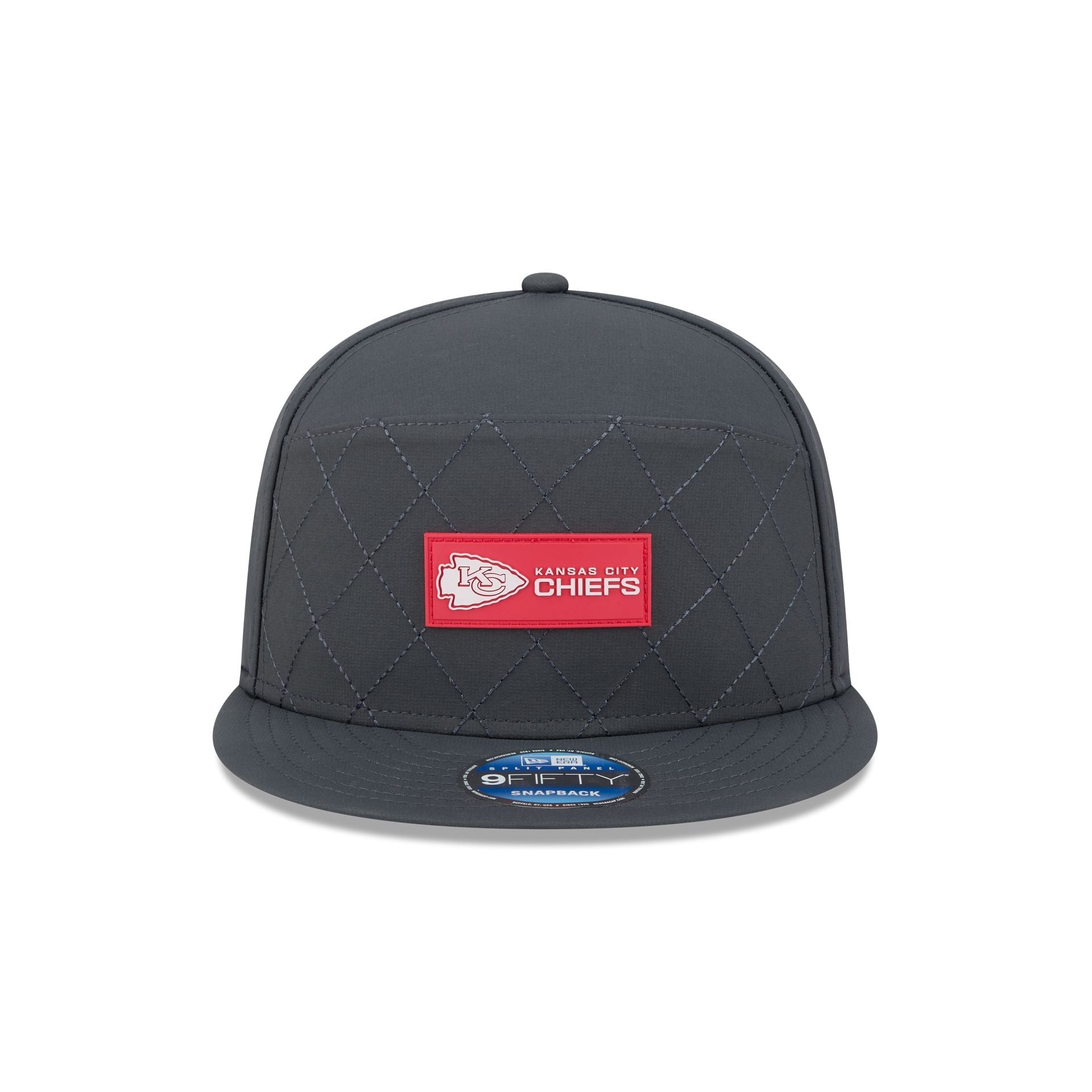 Kansas City Chiefs 2025 Sideline Cold Weather Steel Clouds Split Panel 9FIFTY Snapback Hat