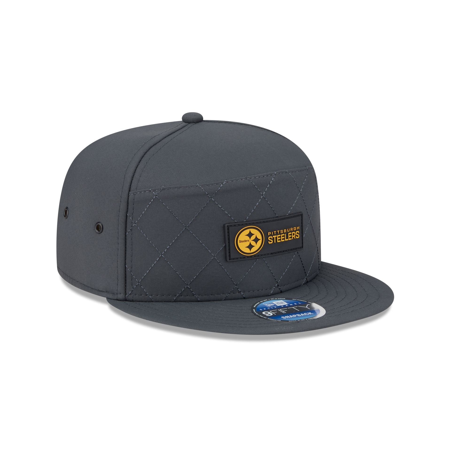 Pittsburgh Steelers 2025 Sideline Cold Weather Steel Clouds Split Panel 9FIFTY Snapback Hat