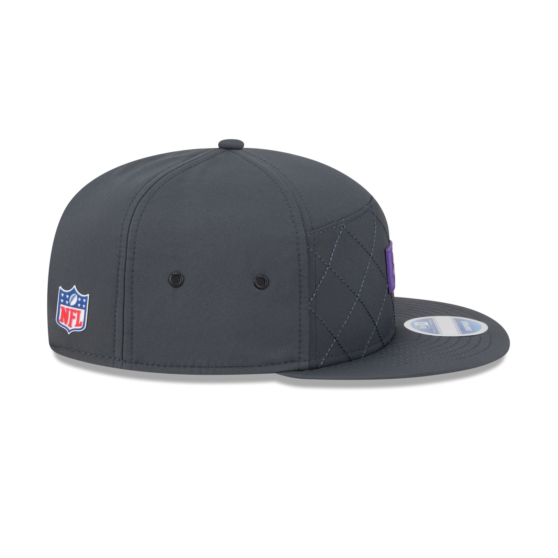 Minnesota Vikings 2025 Sideline Cold Weather Steel Clouds Split Panel 9FIFTY Snapback Hat