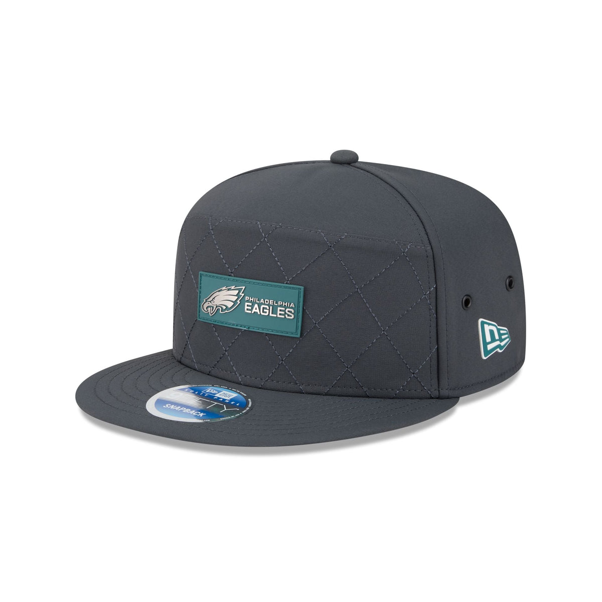 Philadelphia Eagles 2025 Sideline Cold Weather Steel Clouds Split Panel 9FIFTY Snapback Hat
