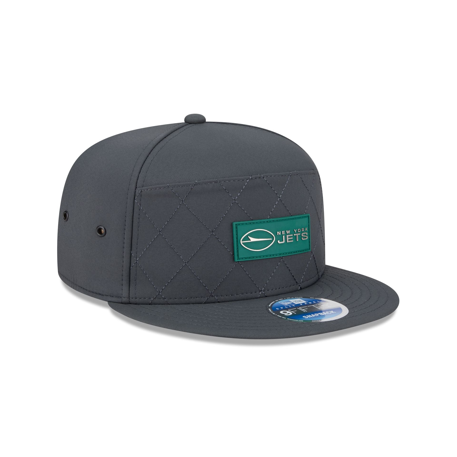 New York Jets 2025 Sideline Cold Weather Steel Clouds Split Panel 9FIFTY Snapback Hat