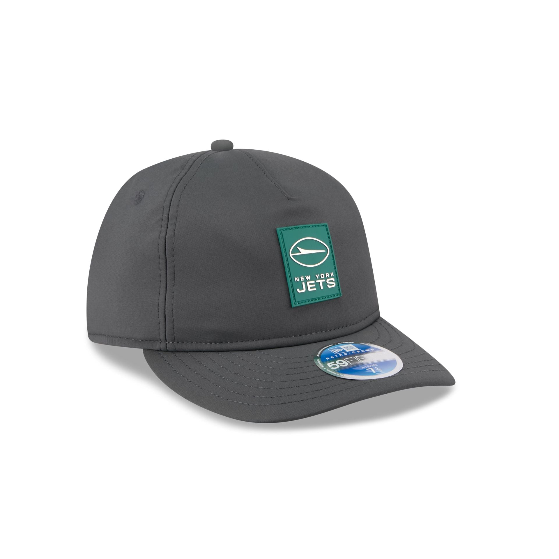 New York Jets 2025 Sideline Cold Weather Steel Clouds Retro Crown 59FIFTY A-Frame Fitted Hat