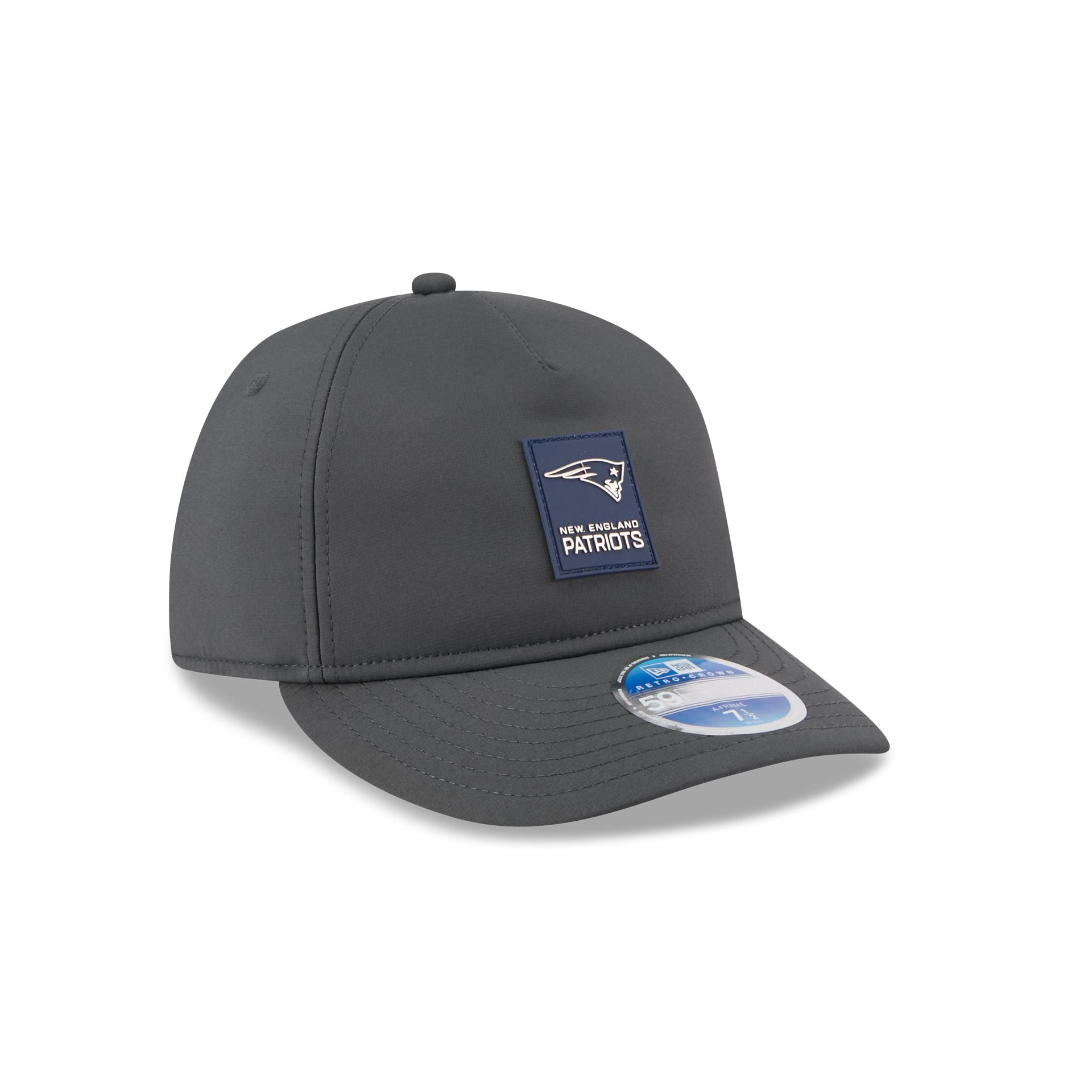 New England Patriots 2025 Sideline Cold Weather Steel Clouds Retro Crown 59FIFTY A-Frame Fitted Hat