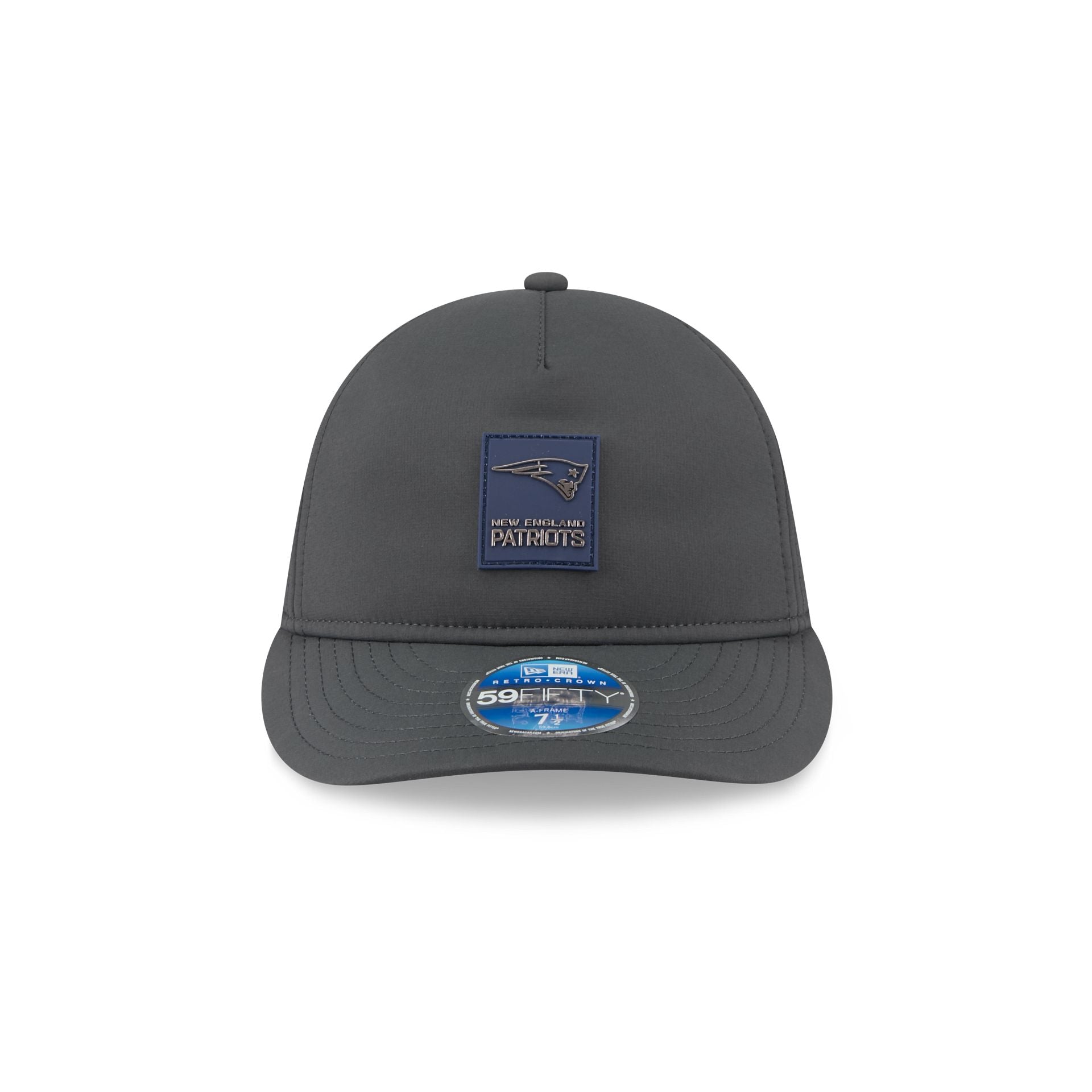 New England Patriots 2025 Sideline Cold Weather Steel Clouds Retro Crown 59FIFTY A-Frame Fitted Hat