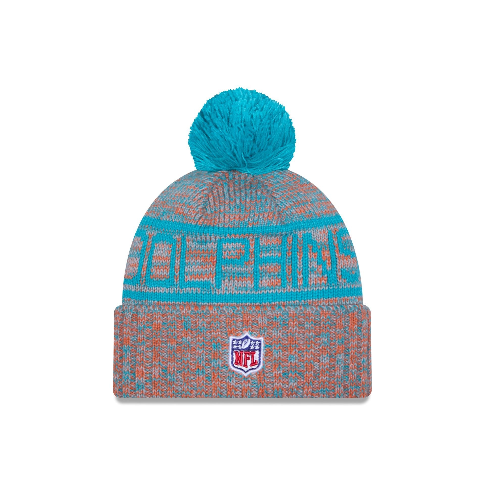 Miami Dolphins 2025 Sideline Cold Weather Pom Knit Hat
