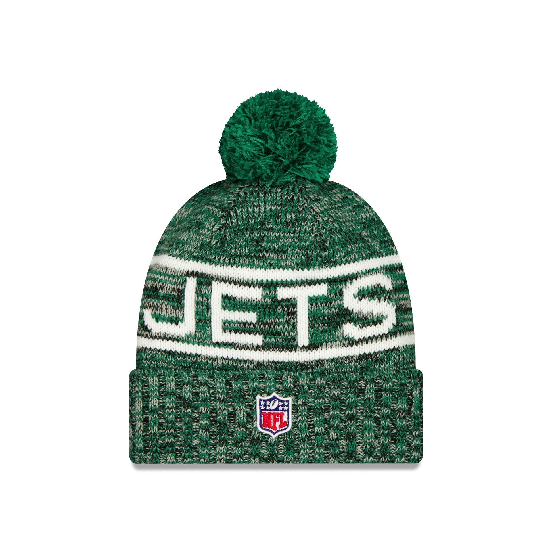 New York Jets 2025 Sideline Cold Weather Pom Knit Hat