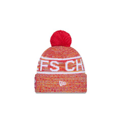 Kansas City Chiefs 2025 Sideline Cold Weather Kids Pom Knit Hat