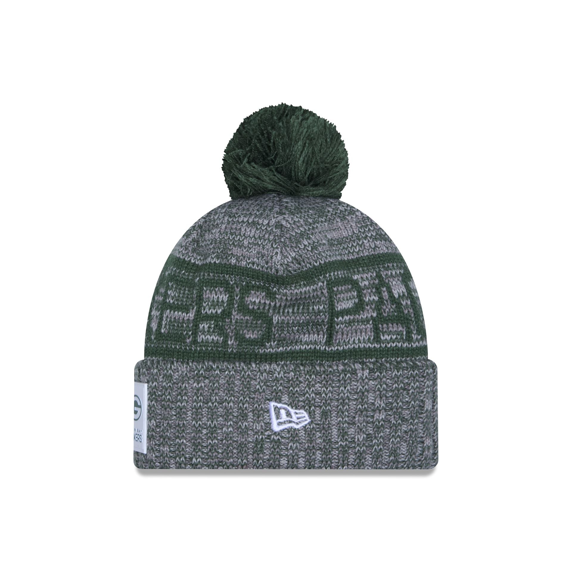 Green Bay Packers 2025 Sideline Cold Weather Gray Pom Knit Hat