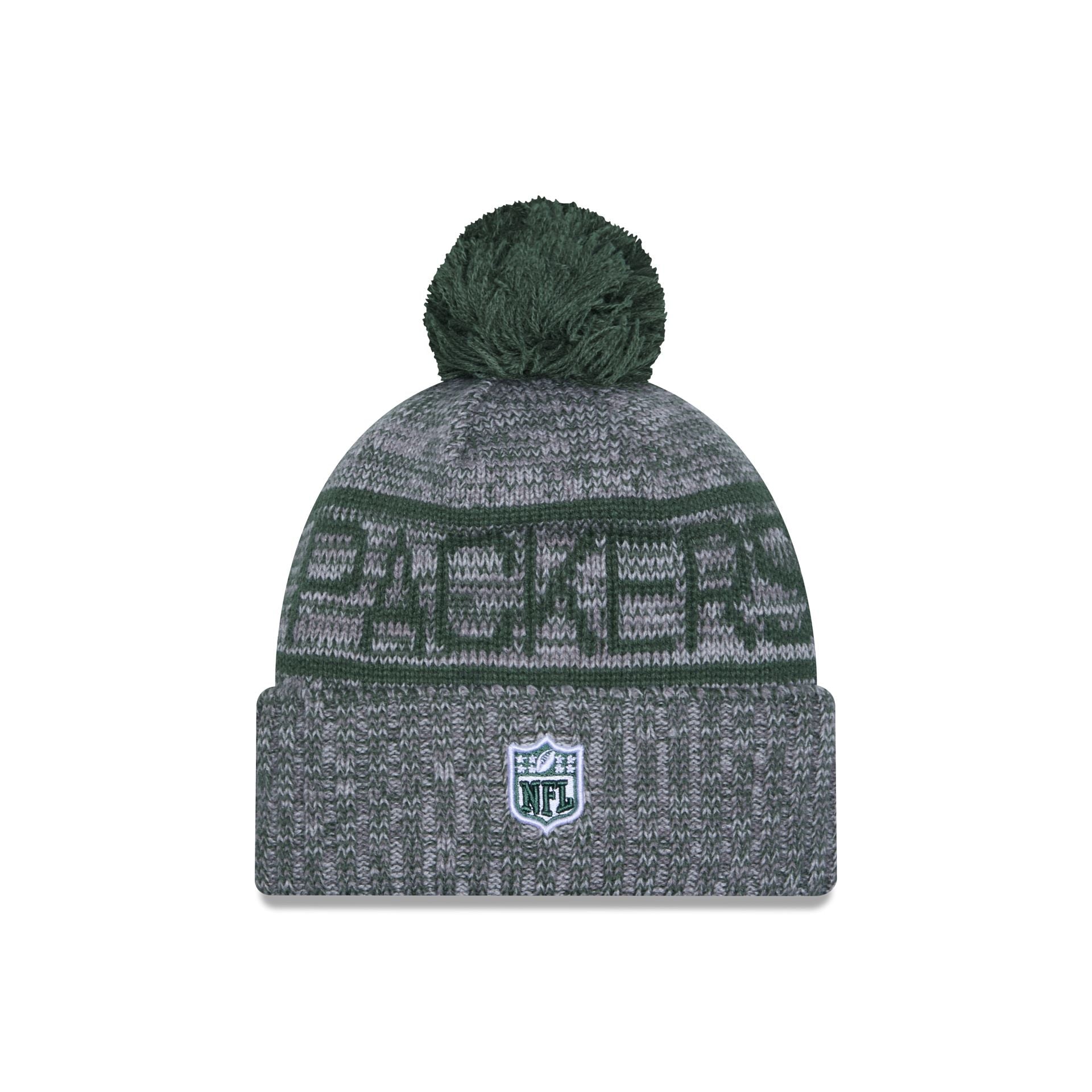 Green Bay Packers 2025 Sideline Cold Weather Gray Pom Knit Hat
