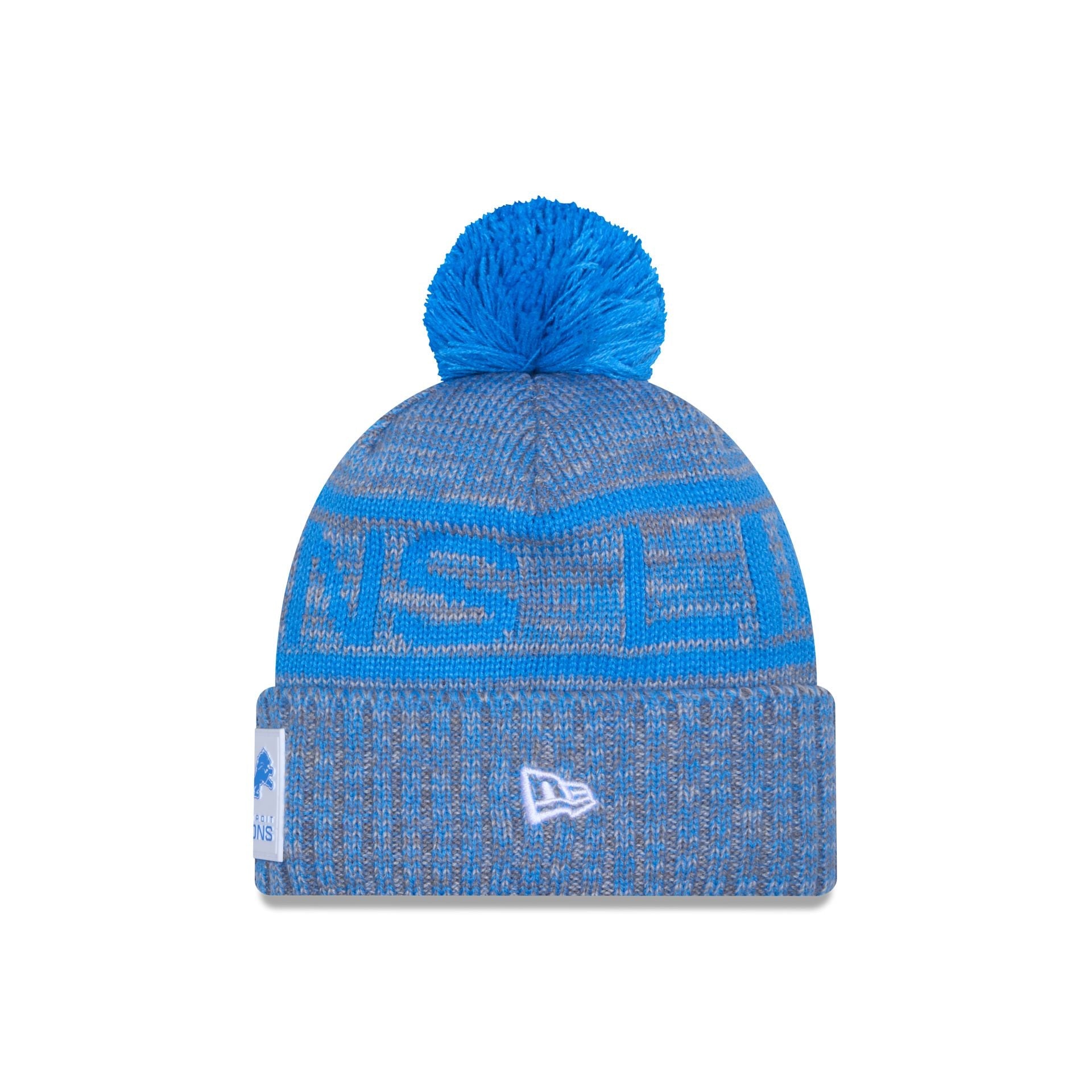 Detroit Lions 2025 Sideline Cold Weather Gray Pom Knit Hat