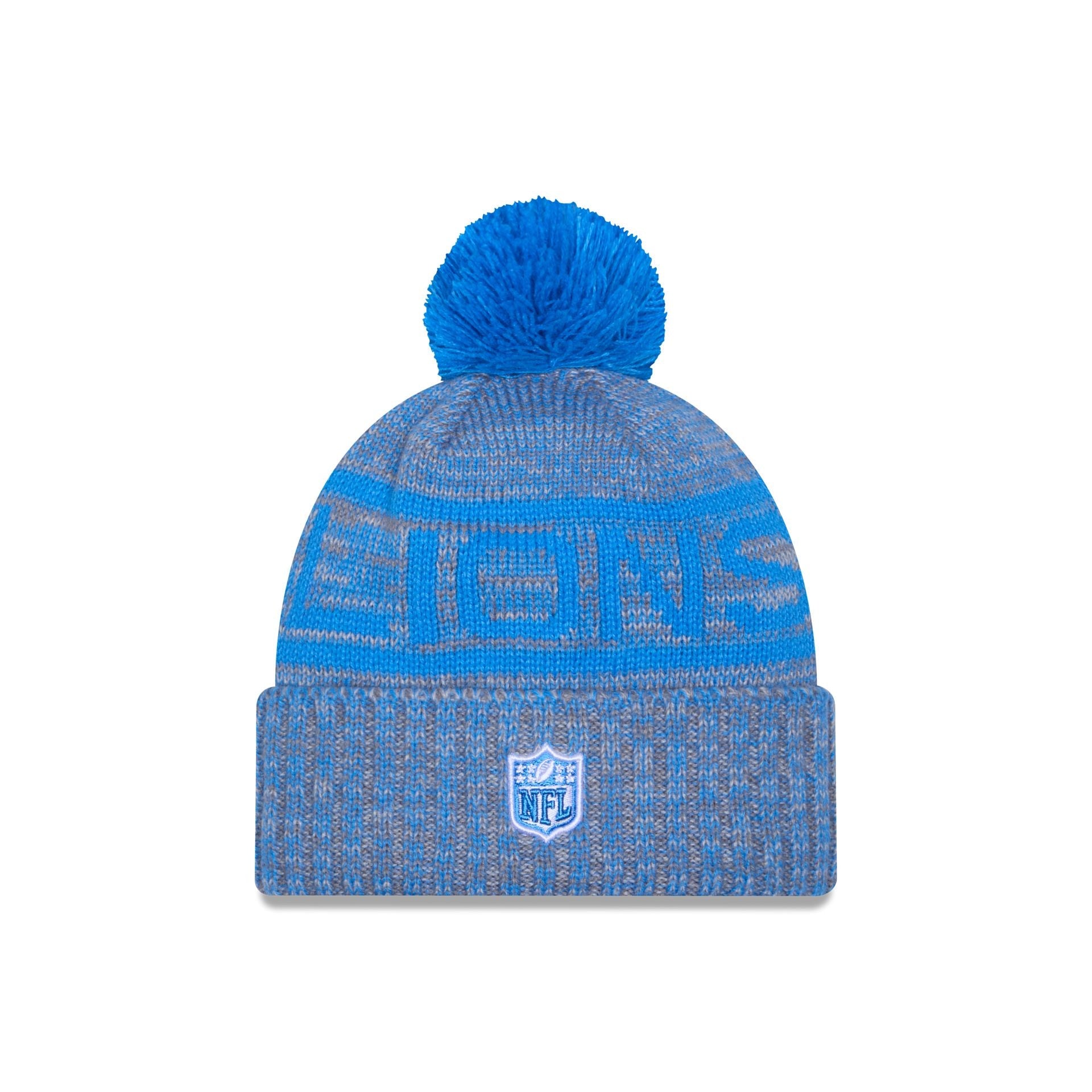 Detroit Lions 2025 Sideline Cold Weather Gray Pom Knit Hat