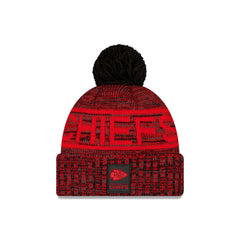 Kansas City Chiefs 2025 Sideline Cold Weather Black Pom Knit Hat
