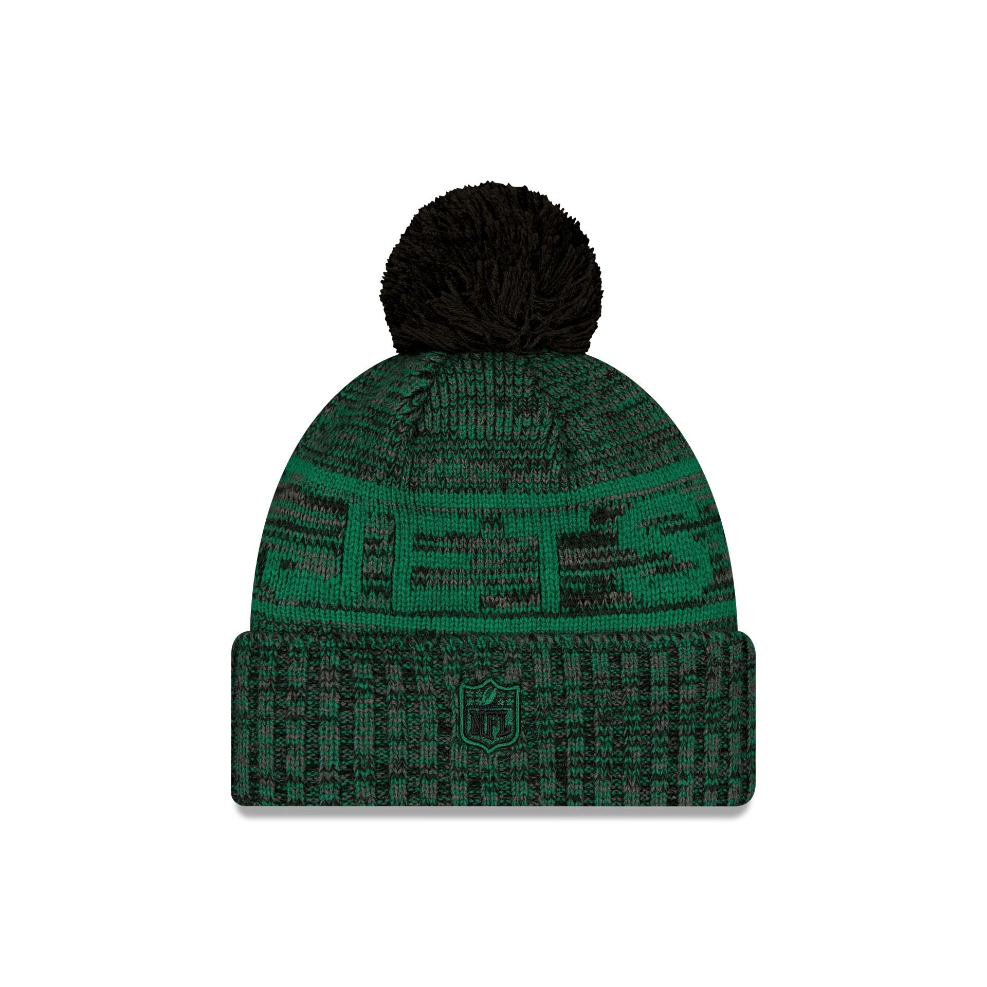 New York Jets 2025 Sideline Cold Weather Black Pom Knit Hat