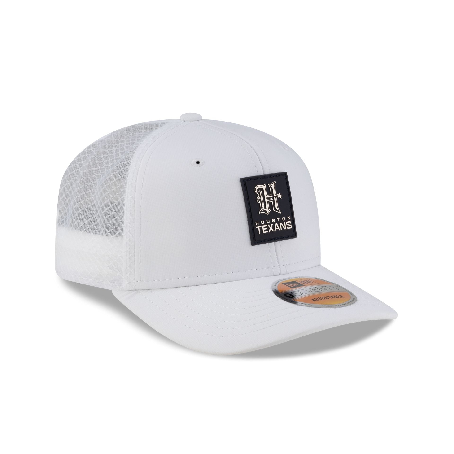 Houston Texans 2025 Sideline Hot Weather White H 9SEVENTY Trucker Hat