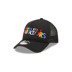 Golden State Warriors Rainbow Wordmark 9FORTY A-Frame Trucker Hat