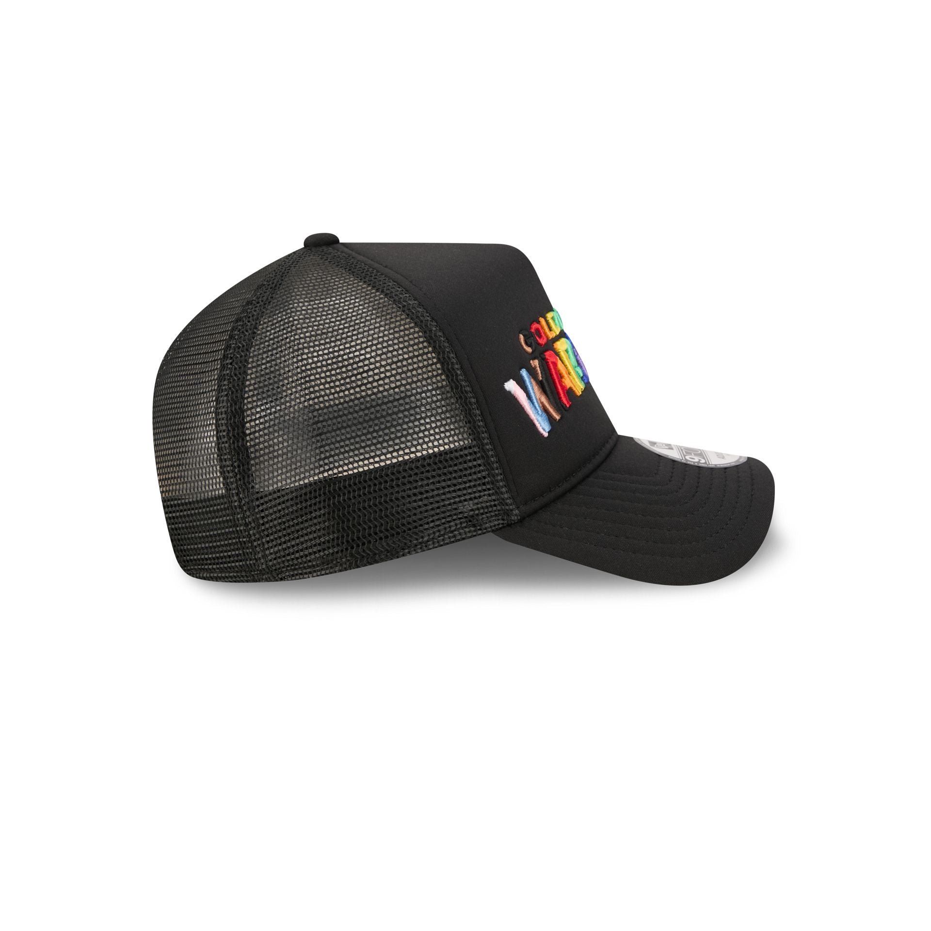 Golden State Warriors Rainbow Wordmark 9FORTY A-Frame Trucker Hat