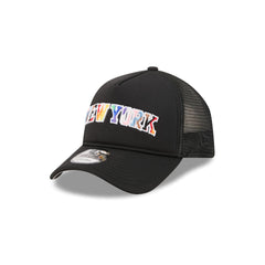 New York Knicks Rainbow Wordmark 9FORTY A-Frame Trucker Hat