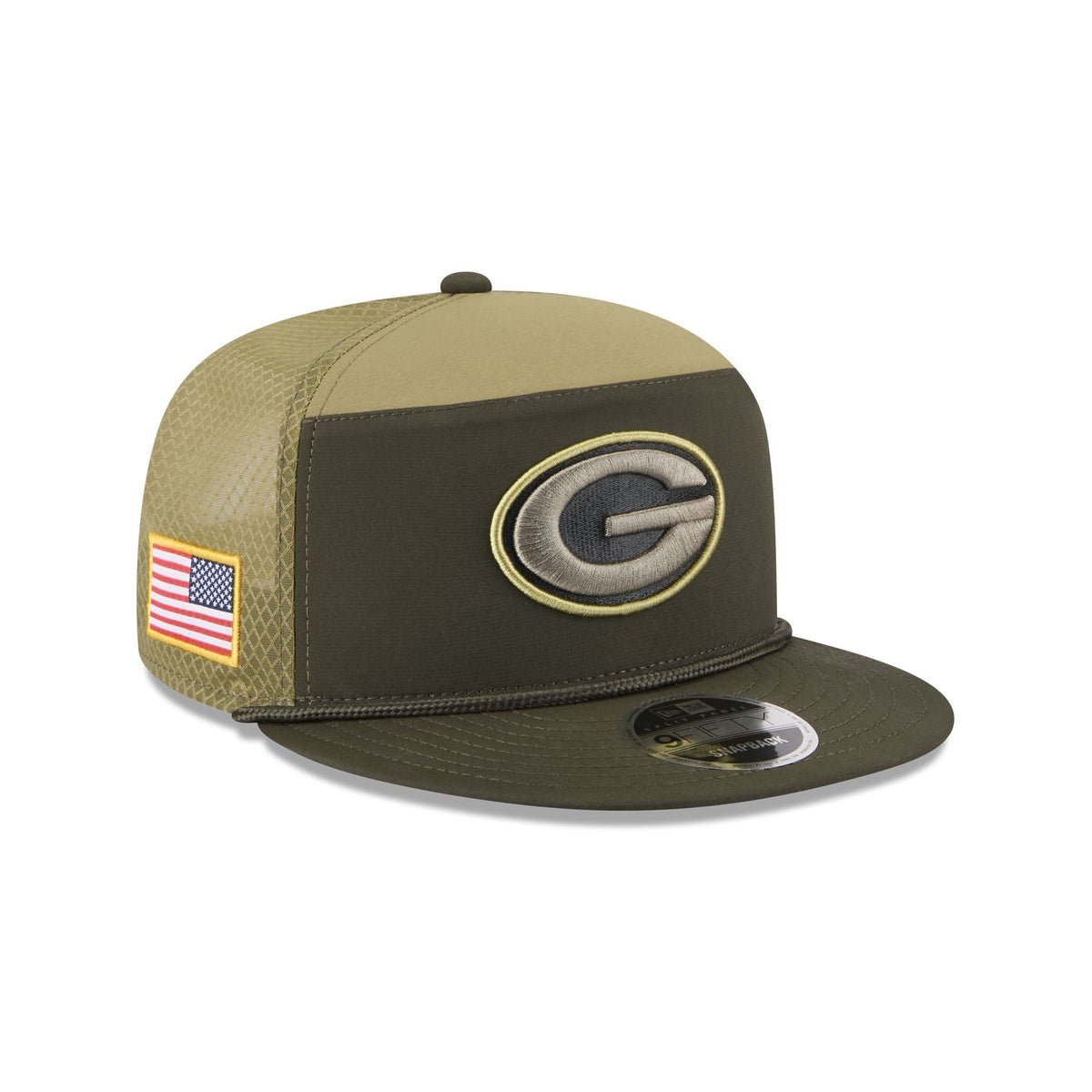 Green Bay Packers 2025 Salute to Service Split Panel 9FIFTY Trucker Hat