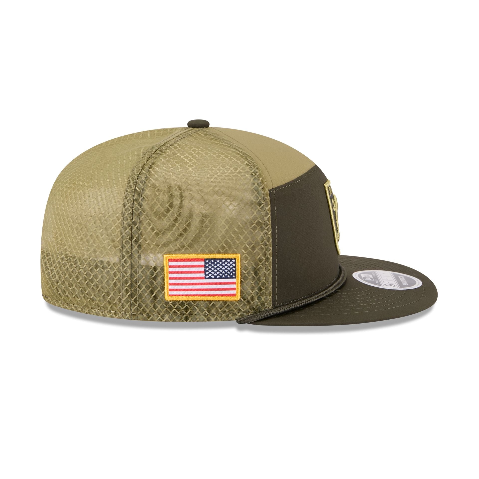 Las Vegas Raiders 2025 Salute to Service Split Panel 9FIFTY Trucker Hat