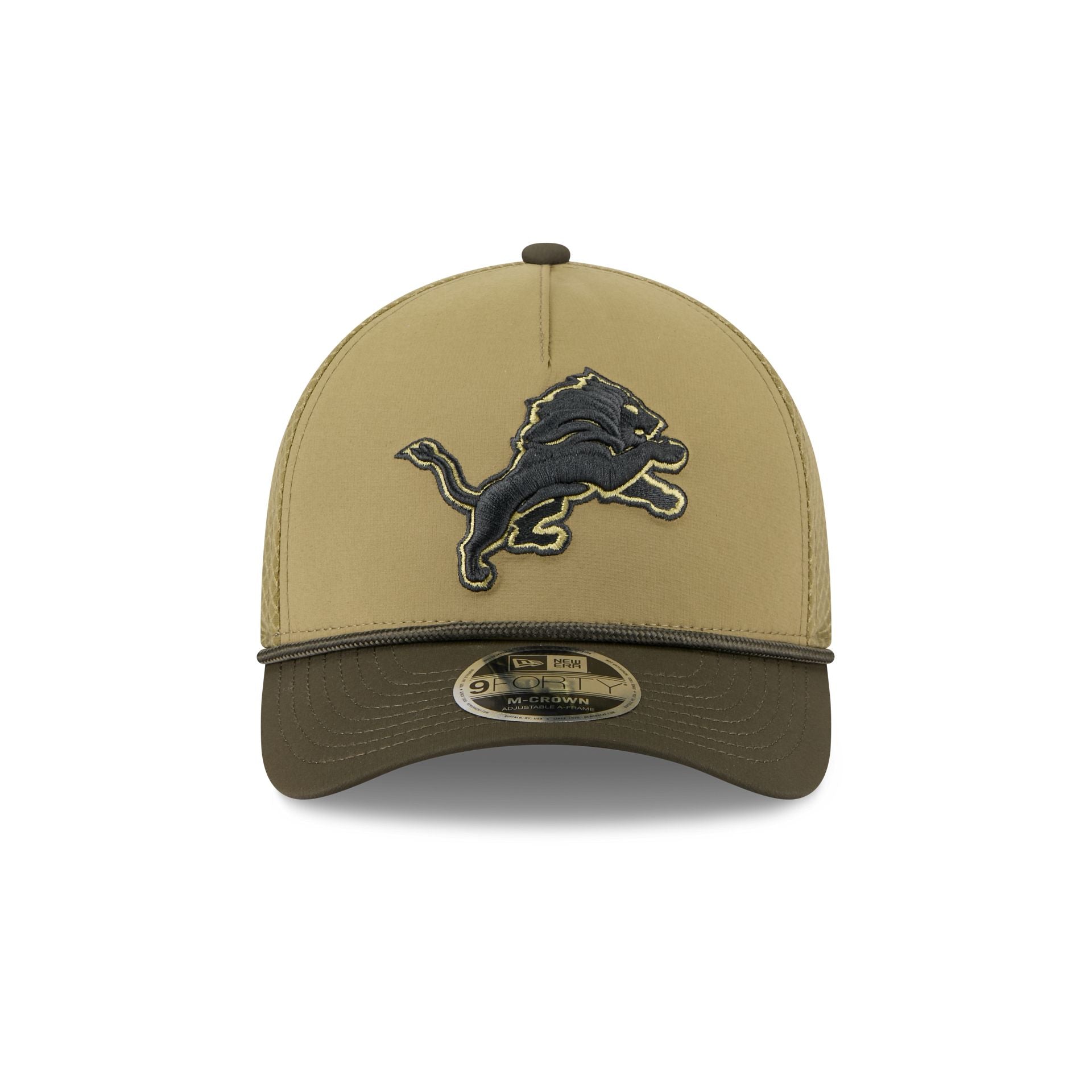 Detroit Lions 2025 Salute to Service 9FORTY M-Crown A-Frame Trucker Hat