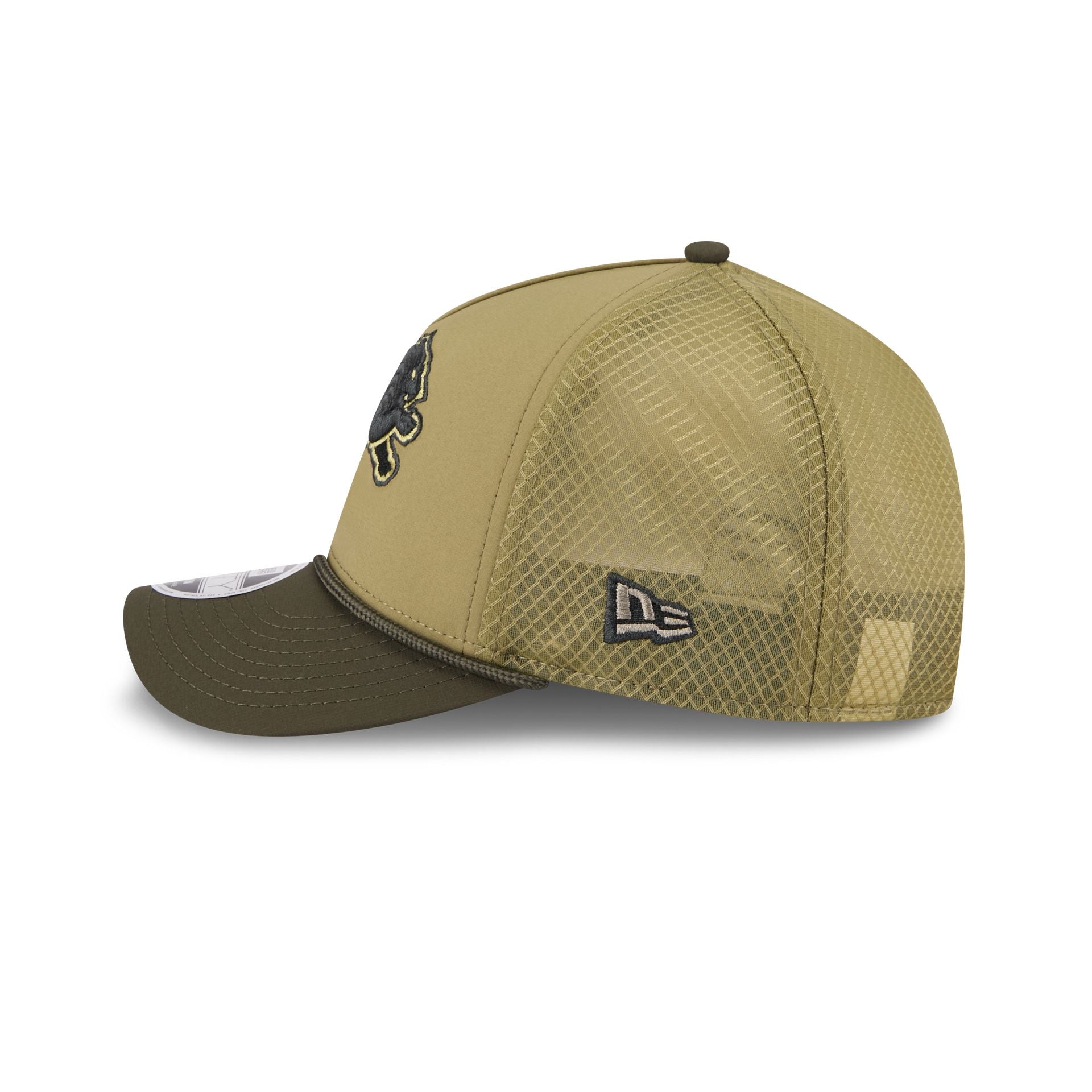 Detroit Lions 2025 Salute to Service 9FORTY M-Crown A-Frame Trucker Hat