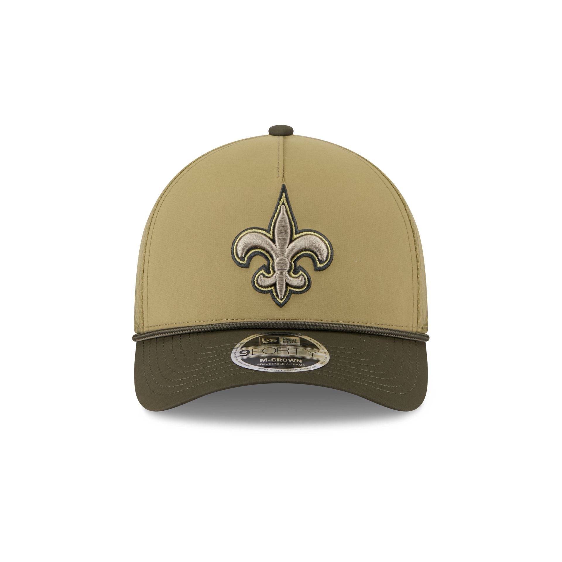 New Orleans Saints 2025 Salute to Service 9FORTY M-Crown A-Frame Trucker Hat