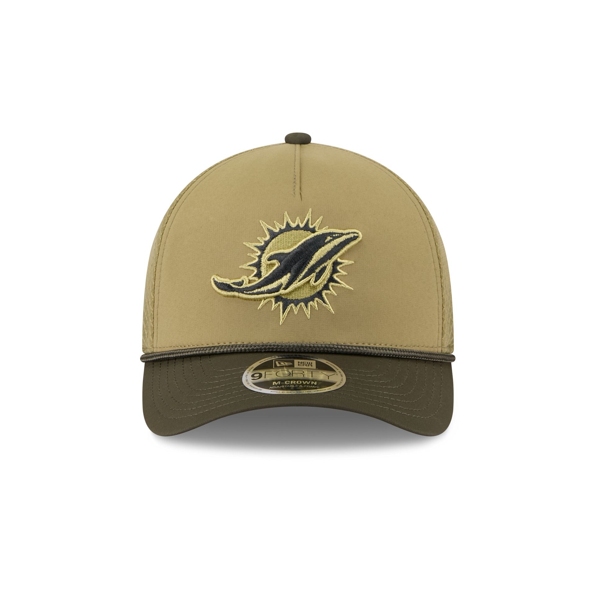 Miami Dolphins 2025 Salute to Service 9FORTY M-Crown A-Frame Trucker Hat