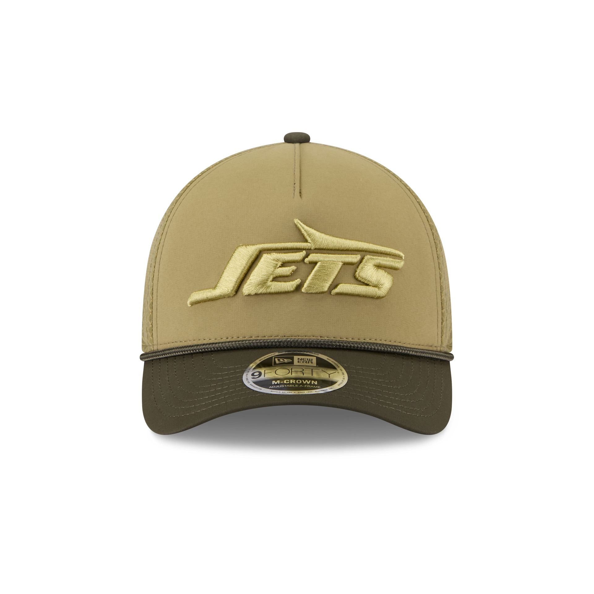 New York Jets 2025 Salute to Service 9FORTY M-Crown A-Frame Trucker Hat