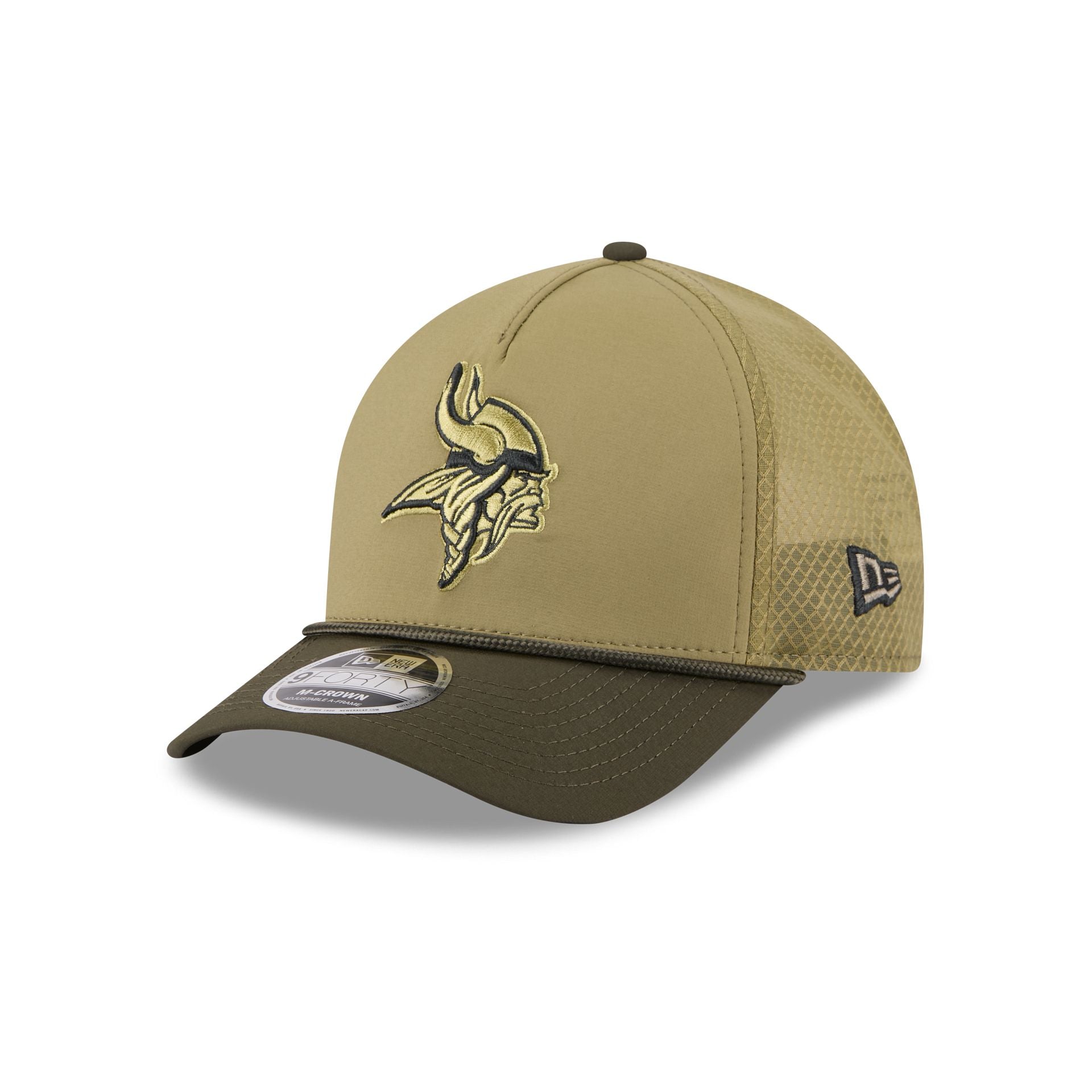 Minnesota Vikings 2025 Salute to Service 9FORTY M-Crown A-Frame Trucker Hat