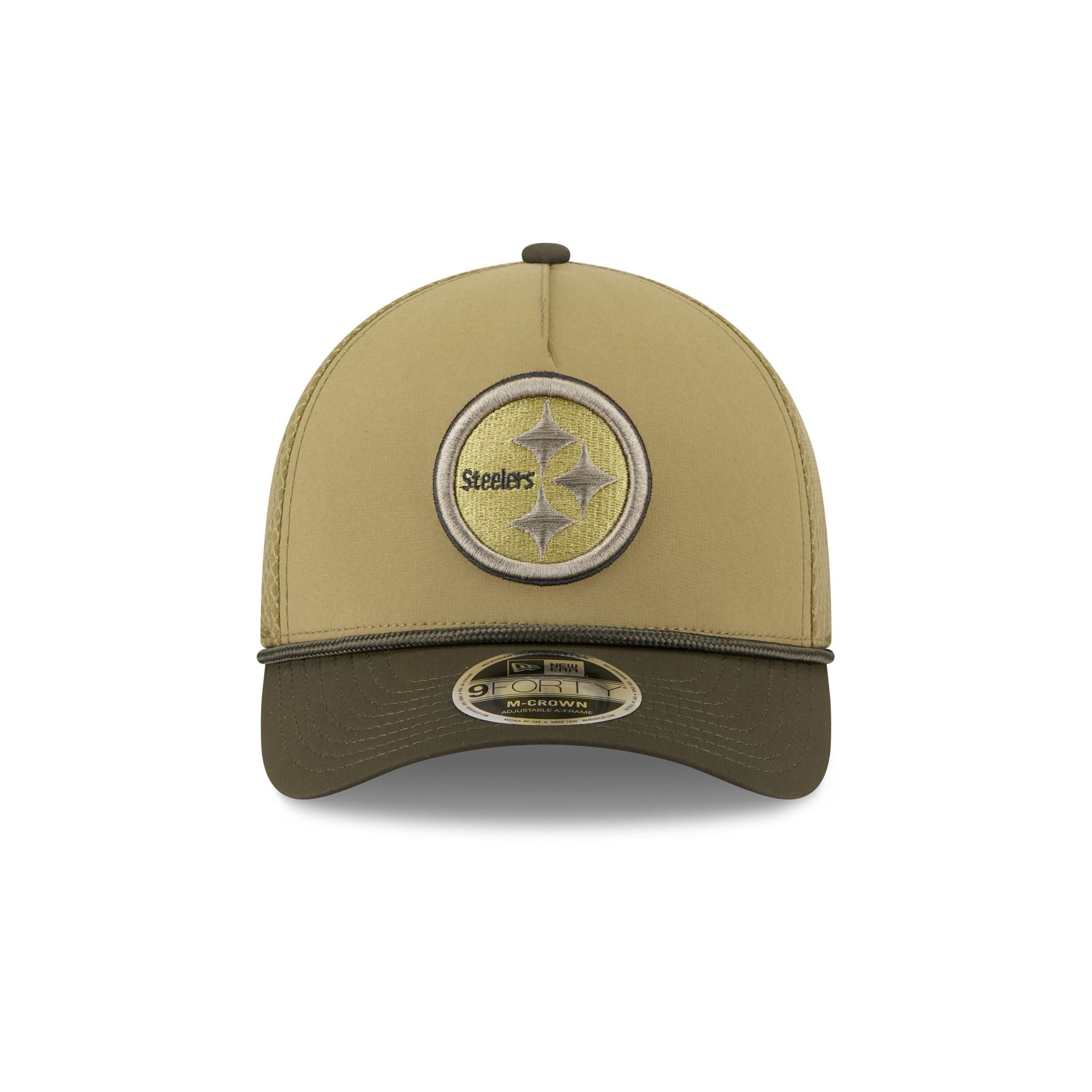 Pittsburgh Steelers 2025 Salute to Service 9FORTY M-Crown A-Frame Trucker Hat