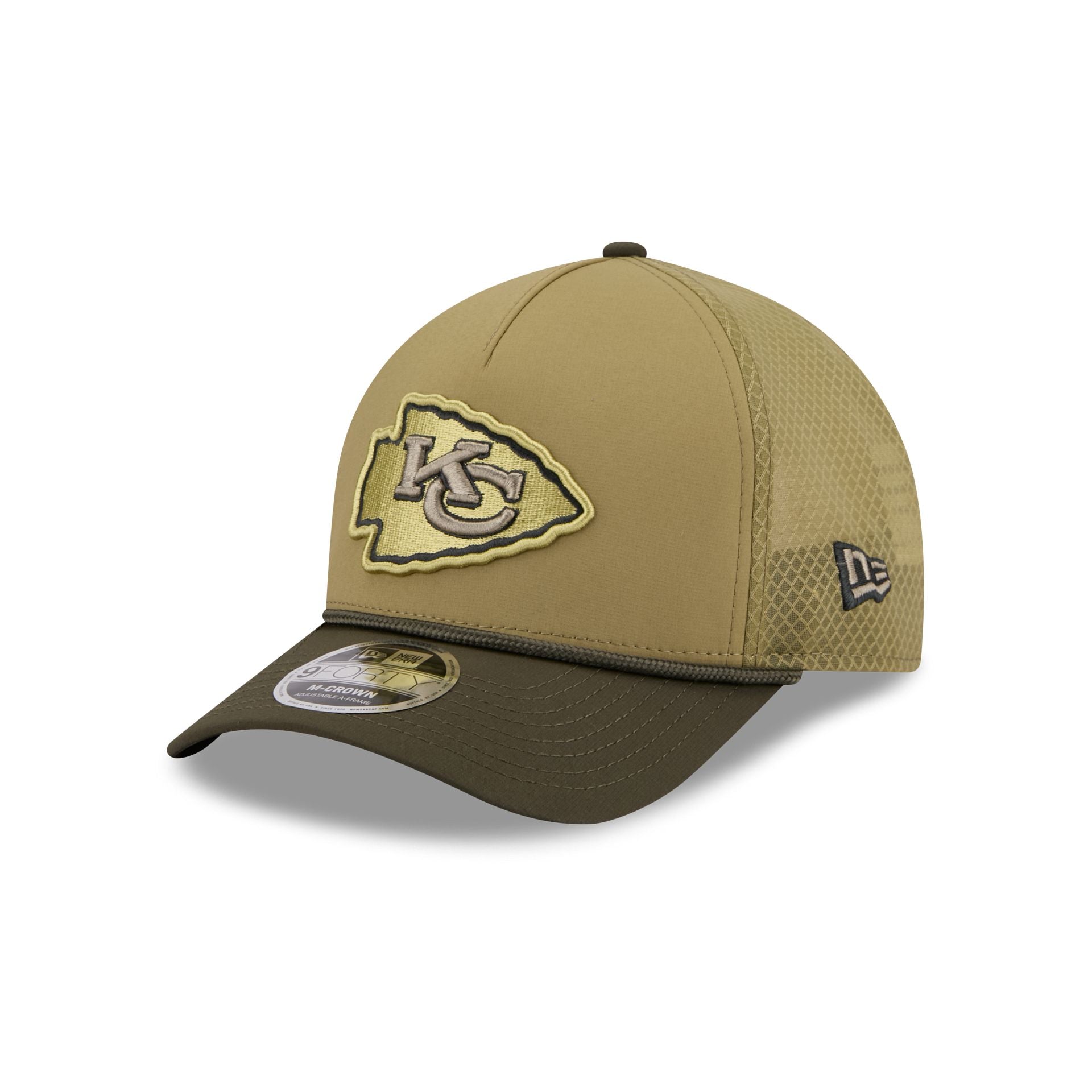 Kansas City Chiefs 2025 Salute to Service 9FORTY M-Crown A-Frame Trucker Hat