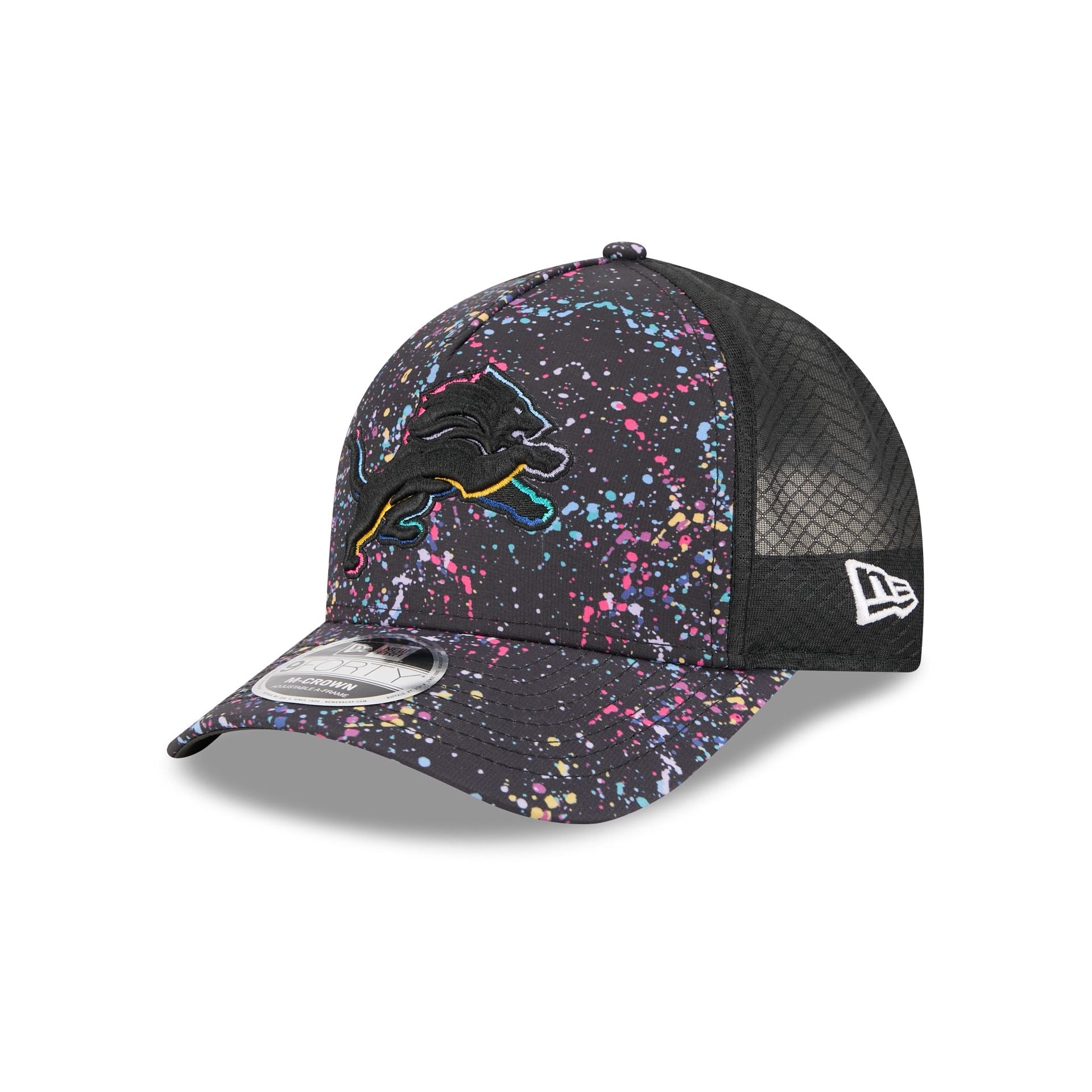 Detroit Lions 2025 Crucial Catch 9FORTY M-Crown A-Frame Trucker Hat