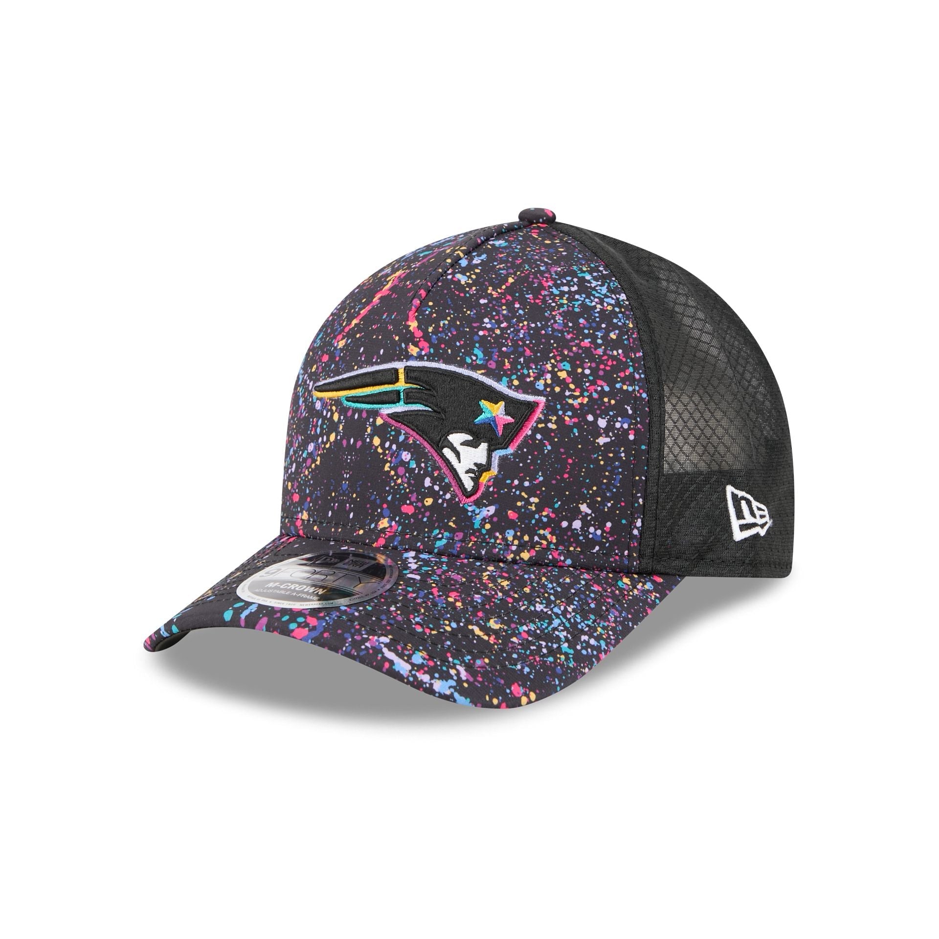 New England Patriots 2025 Crucial Catch 9FORTY M-Crown A-Frame Trucker Hat