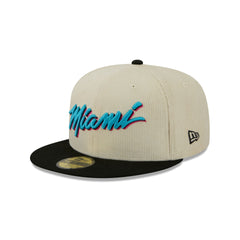 Miami Heat 2025 City Edition Chrome White Corduroy 59FIFTY Fitted Hat
