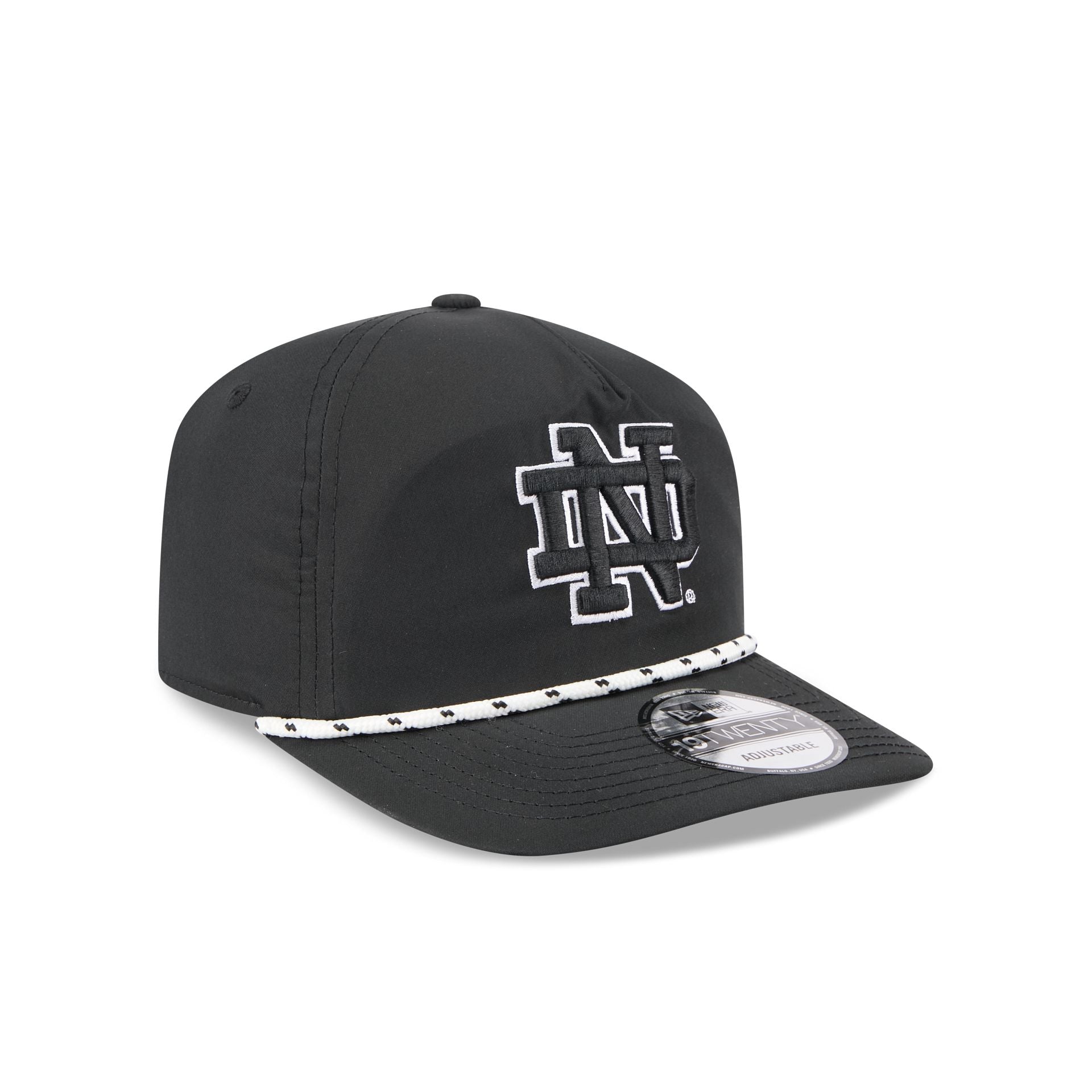 Notre Dame Fighting Irish Black and White Rope 19TWENTY Snapback Hat