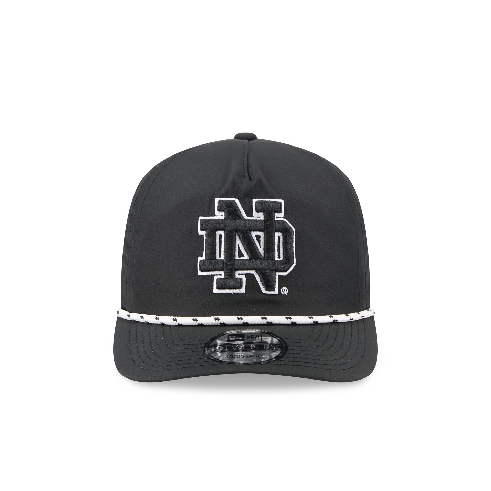 Notre Dame Fighting Irish Black and White Rope 19TWENTY Snapback Hat
