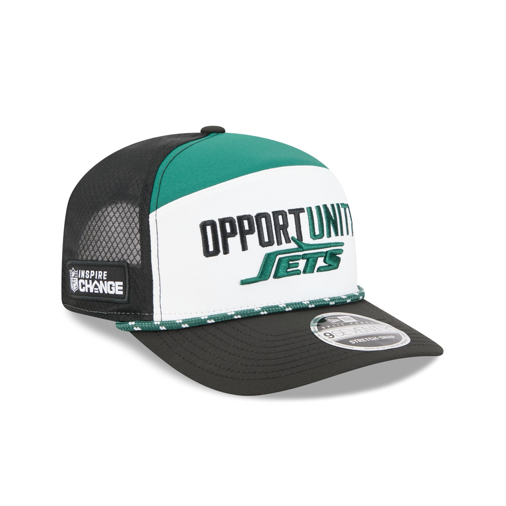 New York Jets 2025 Inspire Change Split Panel 9SEVENTY Trucker Hat