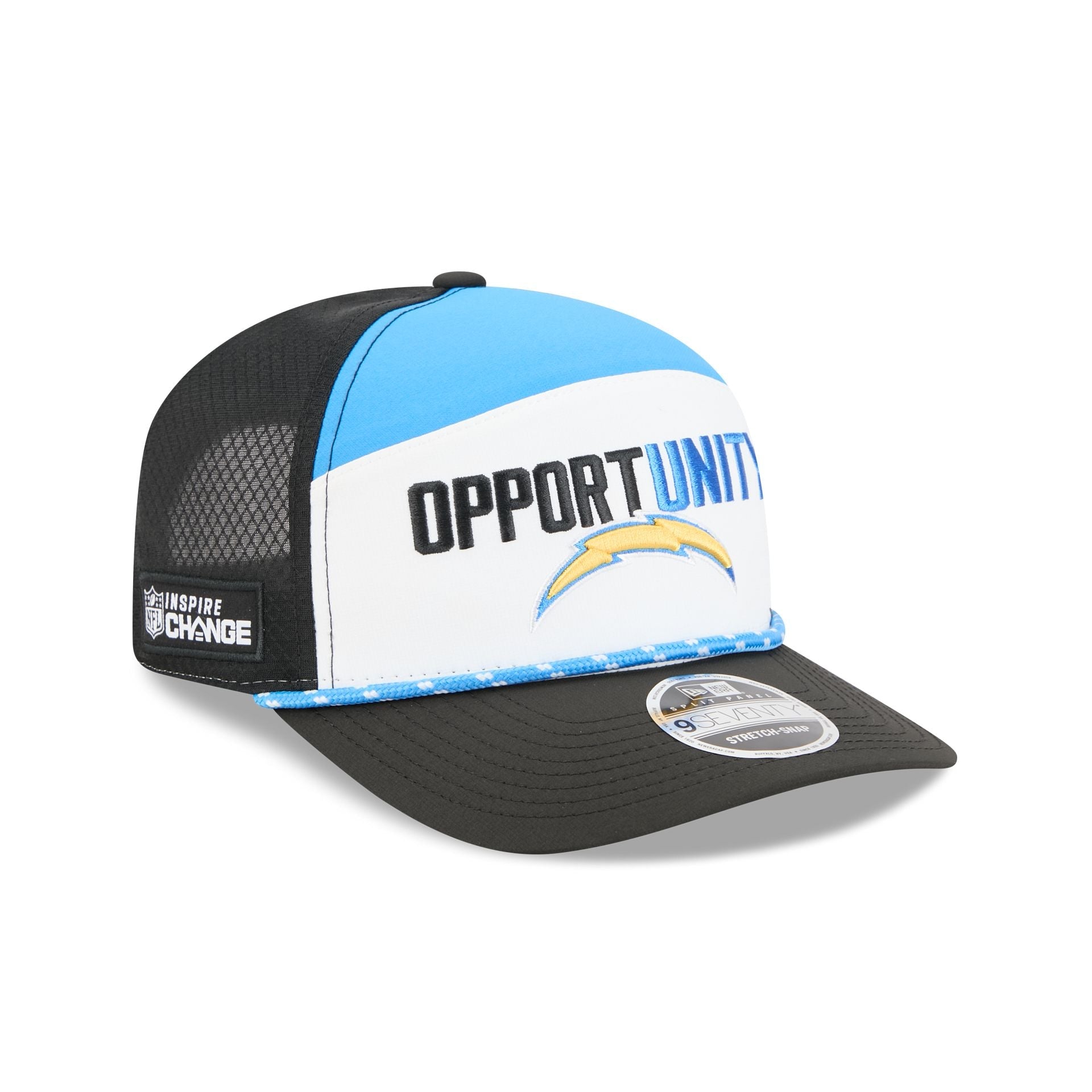 Los Angeles Chargers 2025 Inspire Change Split Panel 9SEVENTY Trucker Hat