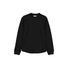 New Era Branded Black Long-Sleeve Waffle T-Shirt